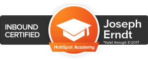 Hubspot inbound Certificate for Joseph Erndt of your design word